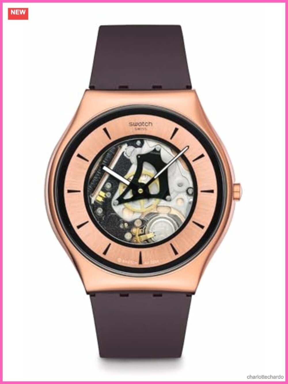 Swatch Skin Irony 42mm Unisex Watch Quartz Waterproof Brown Polymer Strap